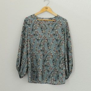 Boho Floral Sage Green Top - L